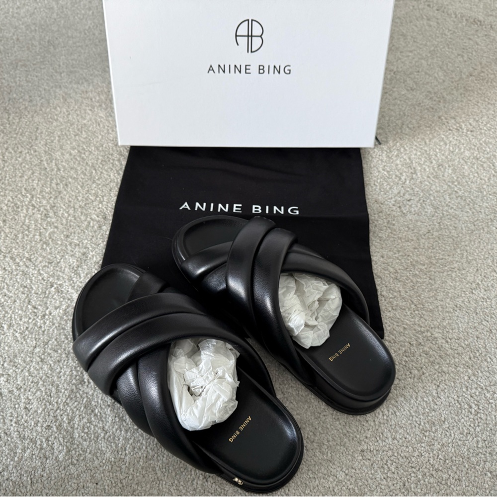Anine Bing Black Leather Sandals